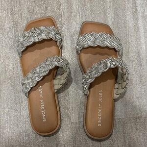 Sincerely Jules Braided Sandals - Silver and Brown